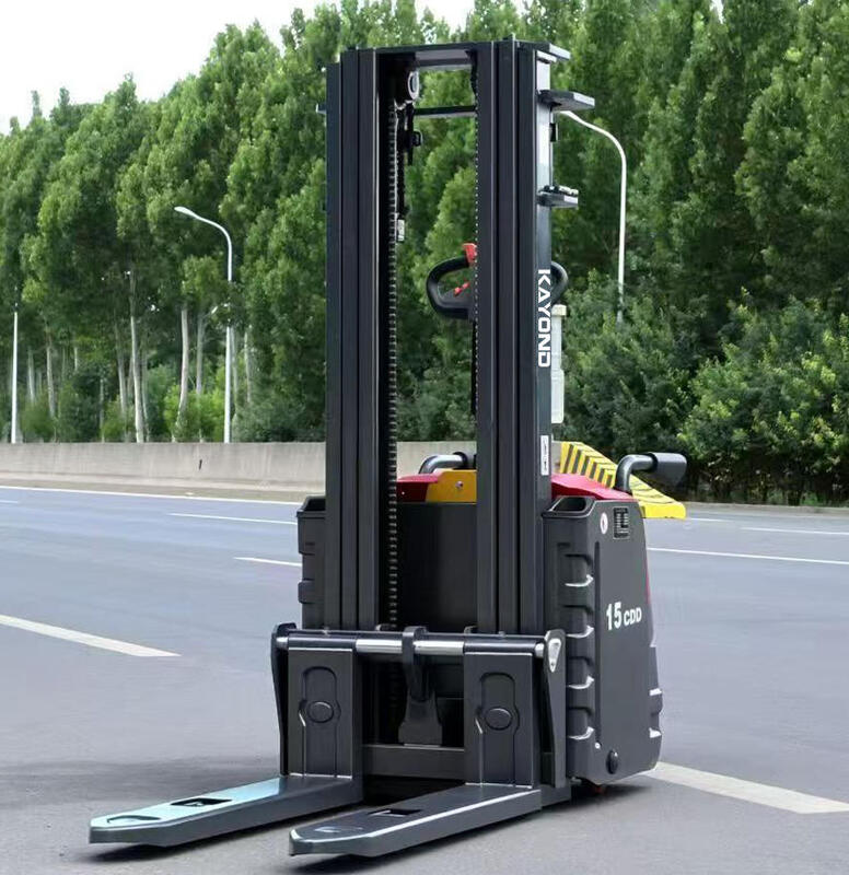 Double Lift 2ton 3meters Full Electric Light Weight Stacker With Safe Arms For Warehouse Use