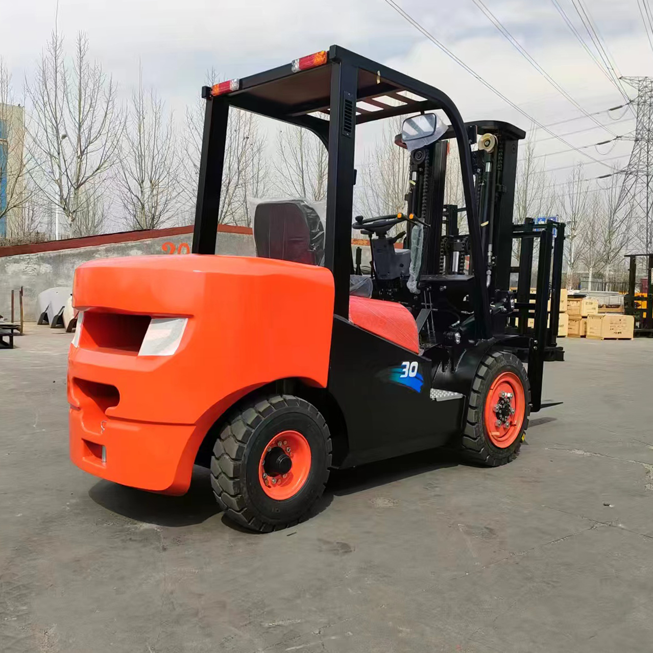2 to 3.5 Ton Diesel Forklift Truck Full Free Lift Triple Mast Wide Vision Automatic Transmission Solid Tires Side Shift Option
