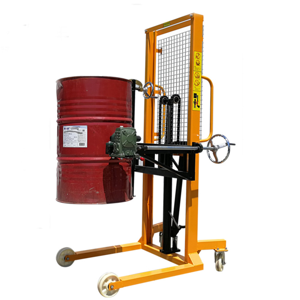 350kg 1600mm Hydraulic Drum Lifter Movable Manual Hand Oil Stacker