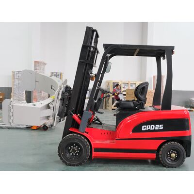 Load 2.5ton 2500kg 4-wheel electric forklift with clamp full electric big battery